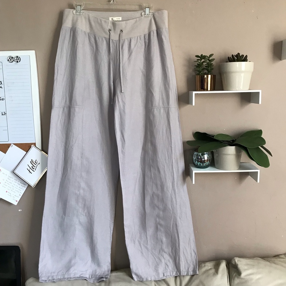 EILEEN FISHER 100% Organic Linen Pants Lagenlook - Picture 1 of 5